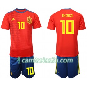 Camisolas de Futebol Espanha THIAGO 10 Criança Equipamento Principal 2019 Manga Curta